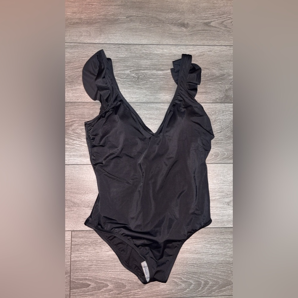 Beach Betty Miracle Brands Large Black One Piece Bikini Swimsuit New W Tags!